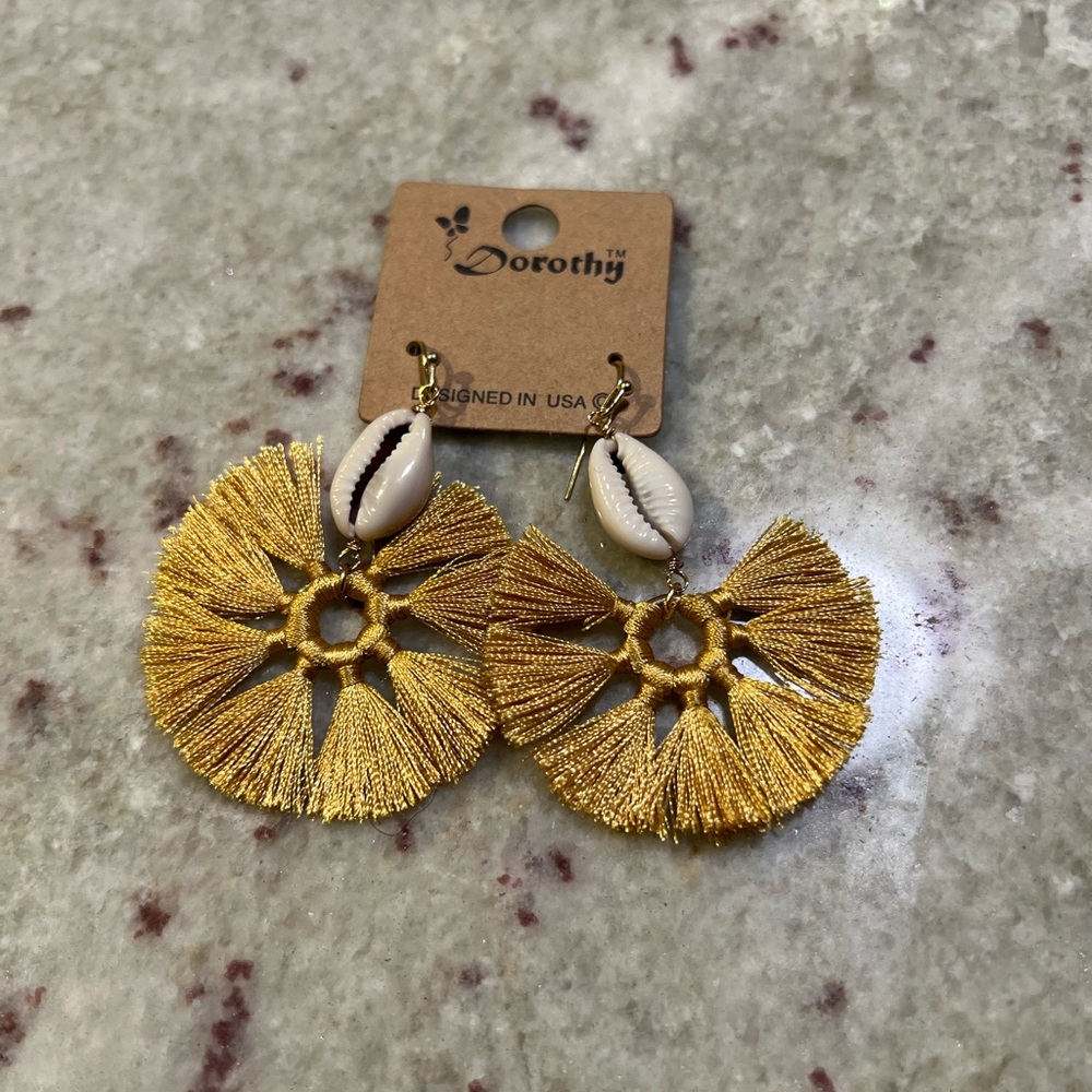 Dorothy Gold and White Shell‎ Drop Earrings